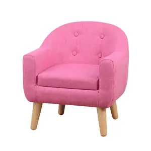 Pink Linen Kids Armchair Child Room Furniture