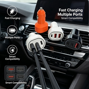Chargeur de voiture USB avec protection contre les surtensions, charge rapide et sûre pour téléphone, outil de charge quotidienne pour automobile - Product Image 1
