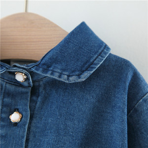 Bulk Wholesale Kids Clothing Denim Designer Masakali Lace Baby Girl Blue Dresses Pictures for Girls Model - Product Image 2