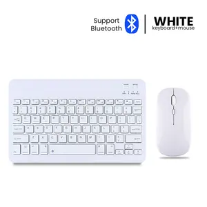 ミニ充電式tecladoyマウスBluetoothホワイトキーボードとマウスコンボワイヤレスキーボードとタブレット用マウスコンボios