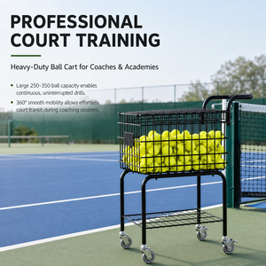 Chariot de rangement multi-sports pour balles, chariot à balles pour pickleball, padel, <span class=keywords><strong>futsal</strong></span>, volley-ball, école, salle de sport, séances d'entraînement - Product Image 1
