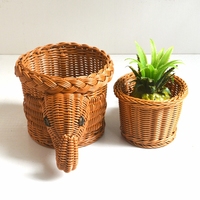 Panier de rangement en rotin tissé en forme d'éléphant, livraison gratuite