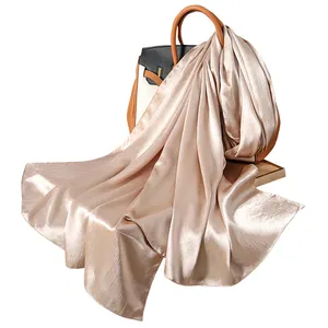 ethnic New silk satin scarf foulard woman custom head Solid color scarves Summer stoles 2024 designer plain