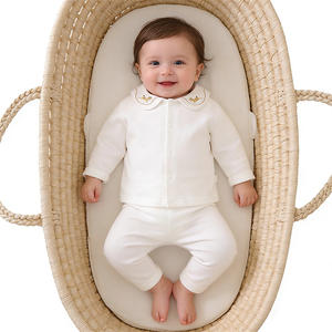 Camiseta de Bebé para Primavera y Otoño con Cuello Camisero, Ropa Interior de <span class=keywords><strong>Manga</strong></span> <span class=keywords><strong>Larga</strong></span> de Algodón, Tops de Algodón Puro para Bebés - Product Image 1