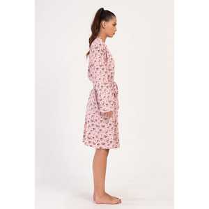 Women's Floral Print Interlock Long-Sleeve Bathing <b>Robe</b> Free Size Dressing Gown with Pockets XS Breathable <b>Bridal</b> Homewear - Product Image 3