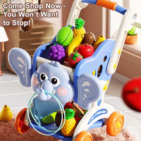Chariot de courses à pousser pour enfants, jouet de découpe de fruits en plastique écologique, pour jeu d'imitation de supermarché