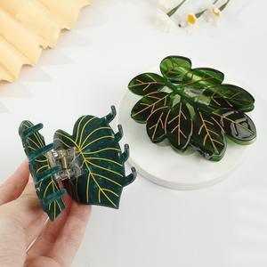 DOWELL European American Turtle Leaf acetato Claw <span class=keywords><strong>Clip</strong></span> per le donne-grande squalo artiglio decorazione dei capelli festa uso quotidiano Back School - Product Image 2