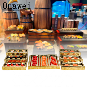 Onawei attrezzature commerciali da <span class=keywords><strong>cucina</strong></span> <span class=keywords><strong>in</strong></span> <span class=keywords><strong>acciaio</strong></span> inox Catering Buffet Riser <span class=keywords><strong>per</strong></span> Dessert Display oro piatto da portata vassoio <span class=keywords><strong>per</strong></span> Sushi - Product Image 1