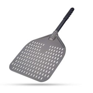 Pala per <span class=keywords><strong>Pizza</strong></span> in Acciaio Inox da 13 Pollici, Spatola Perforata da 12 Pollici con Taglierina e Manico Lungo in Legno Naturale - Product Image 2