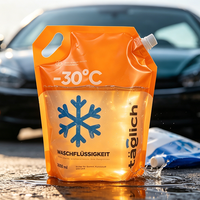 Poche souple verticale 3L bleue pour liquide lave-glace, liquide de refroidissement et nettoyant pour vitres de voiture, en emballage plastique
