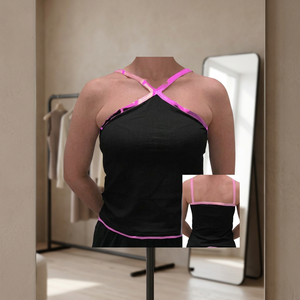 100% coton biologique femmes Designer Yogawear haut respirant Fitness croix avant sangle solide motif à la mode Look - Product Image 3