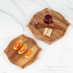 Walnut wood household wooden plates, Japanese solid wood <b>trays</b>, commercial retro <b>dinner</b> plates, wooden tea and snack plates, - Product Image 3