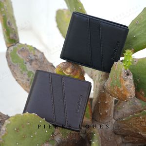 Pierre Loues <b>Men's</b> Tri-Fold <b>Wallet</b> <b>Black</b> Dark Brown 11.5cm x 9.5cm Coin Pocket Multi-Card Slot - Product Image 2