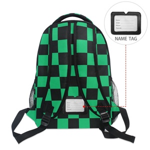 New Arrivals Trending Unisex Black/Green Checked Design Heavy Duty <b>Lightweight</b> Book Bag School <b>Backpack</b> with Zipper Closure - Product Image 5