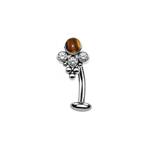 Calendario ASTM F136 titanio filettato anello <span class=keywords><strong>ombelico</strong></span> curvo lunetta Set CZ grappolo flottante <span class=keywords><strong>ombelico</strong></span> <span class=keywords><strong>Piercing</strong></span> Ring - Product Image 2