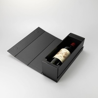 Boîte cadeau à vin en carton rigide à assembler soi-même, avec fermeture de bouteille, emballage noir mat Bordeaux, impression personnalisée