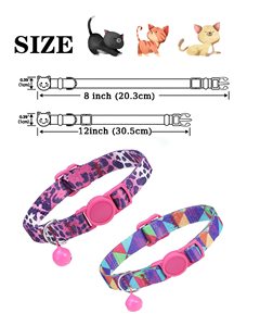 KingHon Adjustable Small Dog Pet Cat Nylon Collar With Cute Flowers Printing and Small Bell Solid Pattern Easy to Fit - Product Image 2