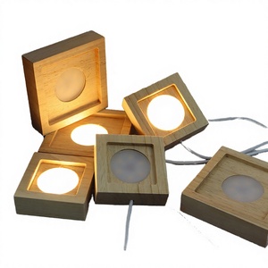 Modern 3D LED Night <strong>Light</strong> Base Square Wooden Base Warm White USB 5V Switch Cable for Bedroom <strong>Table</strong> Lamp - Product Image 4