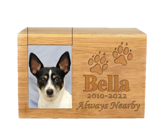 Keranda & Guci Hewan Peliharaan Ramah Lingkungan dari Bambu Modern, Hadiah Kenangan dengan Foto untuk Abu Kremasi Anjing - Product Image 1