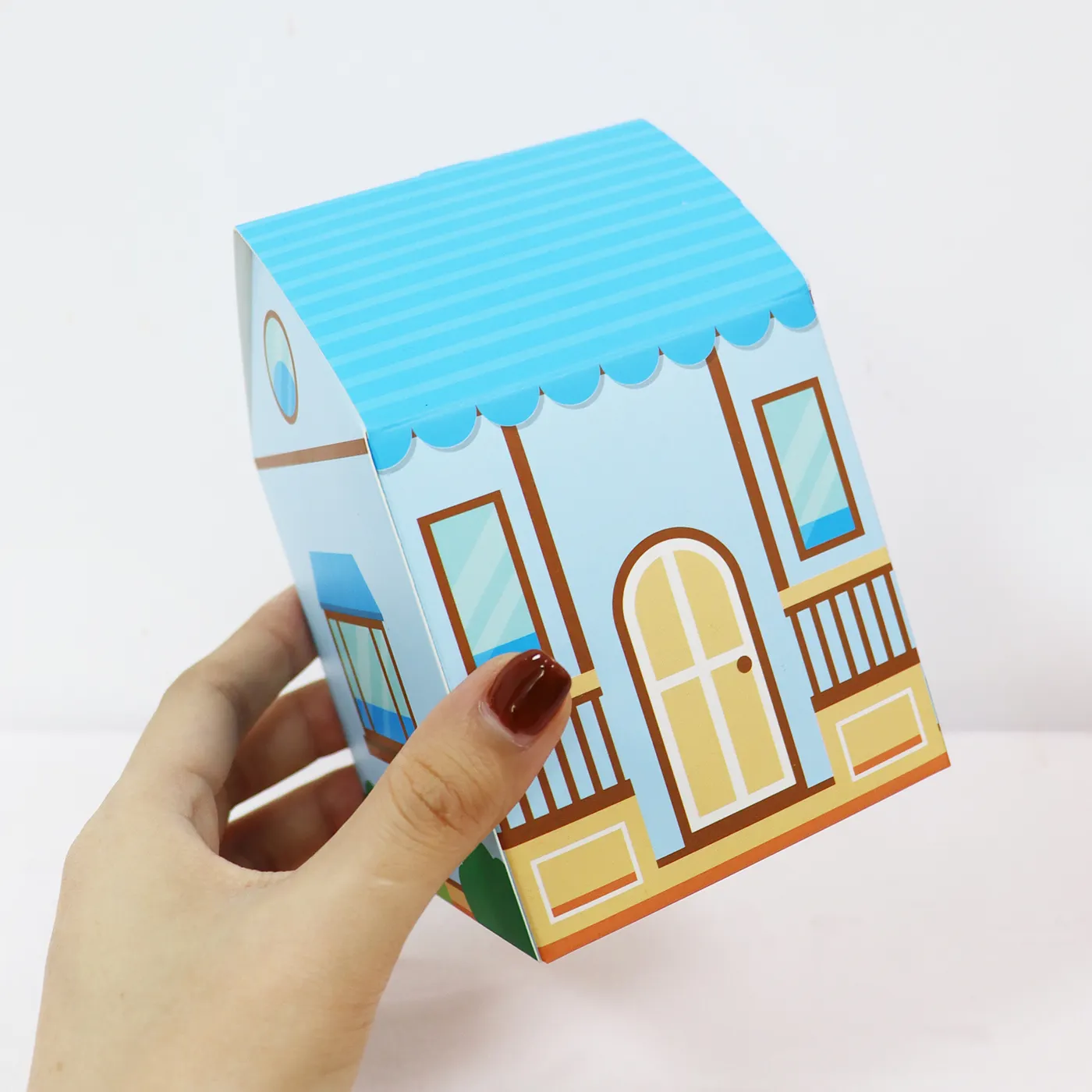 Custom paper house gable cookie boxes packaging. foldable tall cake boxes packaging