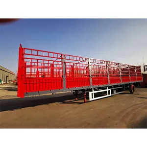 China's New 3-axle 12-wheel 50-ton Cattle Box Goat Sheep Animal Fence Trailer Livestock Truck Trailer Bulk Cargo Fence Trailer