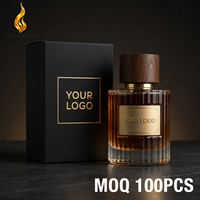 Parfum de luxe à étiquette privée LF, logo personnalisé, parfum boisé oud, flacon en verre côtelé, bouchon en bois élégant pour cadeaux d'entreprise