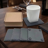 Lot de 4 sous-verres carrés en ardoise naturelle noire personnalisés, résistants à la chaleur, pour mariages - Vente en gros