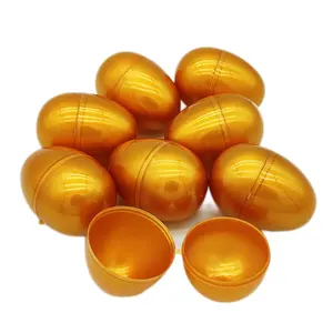 42x60mm Hinged Golden Easter Egg Plastic Open Egg Capsule for Kids Easter Hunting Basket Party Packaging Can Be Customized