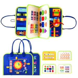 Juguetes Montessori de educación temprana para niños, tablero de juguete sensorial para niños pequeños, multiactividades, libros de tablero de fieltro ocupado, novedad de 2023