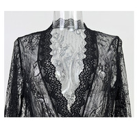 Vrouwen sexy lange kanten jurk pure jurk zie lingerie kimono badpak cover romantische zomer herfst zachte ademende nachtkleding