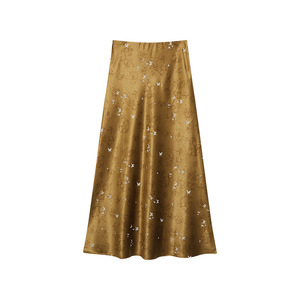 New Chinese Style Design Chinese Style Jacquard Elastic <strong>Cord</strong> High Waist Drooping Satin <strong>Skirt</strong> Sn8868 - Product Image 5