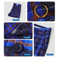 Pantalon décontracté sophistiqué pour homme, style américain vintage, coupe droite, patchwork, en coton, taille mi-haute, avec fermeture éclair