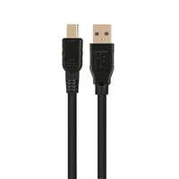 Kabel Data USB 2.0 AM ke Mini USB Hitam 1m1.8m untuk Komputer, Pengisian Cepat 3A, Pelindung Kepang, Selubung PVC, Fitur Cetak