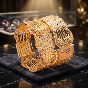 Venta al por mayor Dubai 14K 18K 24K chapado en oro moda Kada brazaletes, formando brazaletes joyería para mujeres, latón oro relleno Kada brazaletes. - Product Image 4