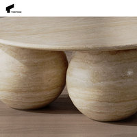 Tostone Personnalisable Minimaliste Beige Couleur Chaude Ronde En Travertin Naturel Table Basse pour Simple Maison Doux Ameublement Décorer