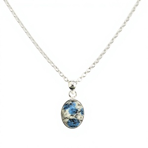 Hermoso colgante de jaspe K2, Plata de Ley 925, forma ovalada, piedra preciosa con manchas azules, amuleto de joyería para mujer, para cualquier ocasión. - Product Image 1