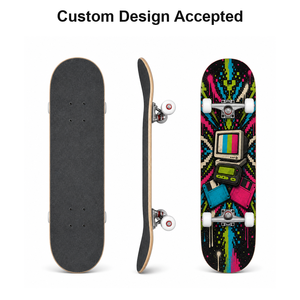 Patineta Completa Personalizada OEM de 7 Capas de Madera de Arce, 80 cm, Plataforma Doble, Diseño <span class=keywords><strong>Retro</strong></span> de los 90, Gráficos <span class=keywords><strong>CRT</strong></span> Floppy, para Adultos - Product Image 1