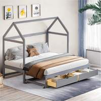 Lit extensible moderne en bois massif pour enfants, avec tiroirs et sommier à lattes, lit de rangement en pin