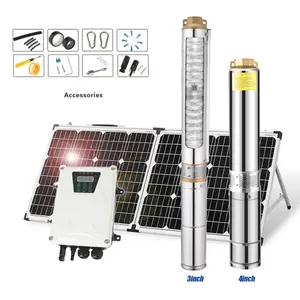 3 inch 3cubic meters per hour 35meters 24volts 300watts agriculture borehole solar submersible well pump system