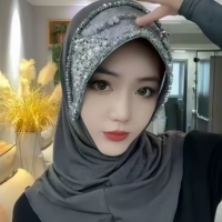Hijab instantané une pièce à bord rigide en cristal de forme spéciale avec perles triangulaires pour femmes musulmanes