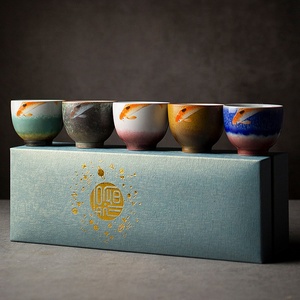 Bicchieri <span class=keywords><strong>da</strong></span> tè in ceramica per bere a casa <span class=keywords><strong>set</strong></span> <span class=keywords><strong>di</strong></span> 5 <span class=keywords><strong>tazze</strong></span> bicchieri cinesi kung fu 90ml - Product Image 2