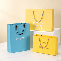 Sacs en papier couché de luxe personnalisés avec logo de marque, pour emballage de cosmétiques et soins de la peau, avec ruban et corde, pour boutiques et vente au détail