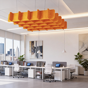 Panneaux acoustiques perforés en fibre de polyester pour <span class=keywords><strong>plafond</strong></span>, insonorisés, sculptés, absorbant le bruit - Product Image 2