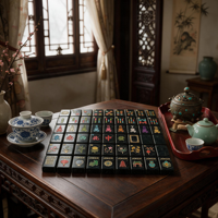 Jeu de Mahjong Américain Audacieux et Contrasté avec 160 Tuiles Acryliques Bleu Marine, Dos Galaxie en Feuille d'Or pour Soirée Jeu ou Cadeau, OEM ODM