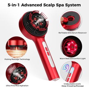 EMS Scalp <b>Massager</b> Electric Hair Oil Applicator with Nano Mist 3 Color LED Scalp Care Device 5 Massage Modes - Product Image 3