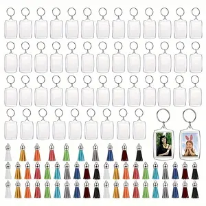 Custom Logo Printed Charm Acrylic Keychain Transparent Plastic Keyring Epoxy Holographic Acrylic Keychain