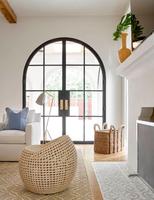 Puertas de acero superiores arqueadas internas de diseño simple con vidrio templado transparente Doble