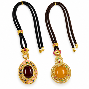 Vintage Vergoldeter Herzanhänger Gliederkette Halskette Unisex Verstellbares Schwarzes Seil Boho Trendiger Modeschmuck Geschenk - Product Image 2