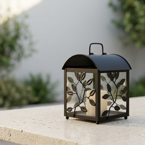 Farol de Metal Verde con Diseño de Hojas en Relieve para Decoración del Hogar, Venta al Por Mayor, Último Modelo - Product Image 1
