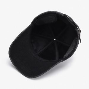 Casquette de baseball d'hiver personnalisée pour homme, style vintage, en laine unie, réglable, à 6 panneaux, simple et chaude, pour le quotidien, vente en gros - Product Image 3